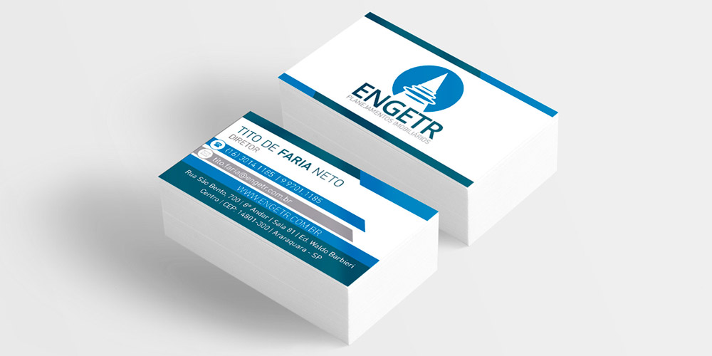 Criação de logotipo e cartão de visitas para o cliente ENGETR - Projetos Imobiliários. A W4U realiza Criação de Sites e webdesign em Araraquara e Região.